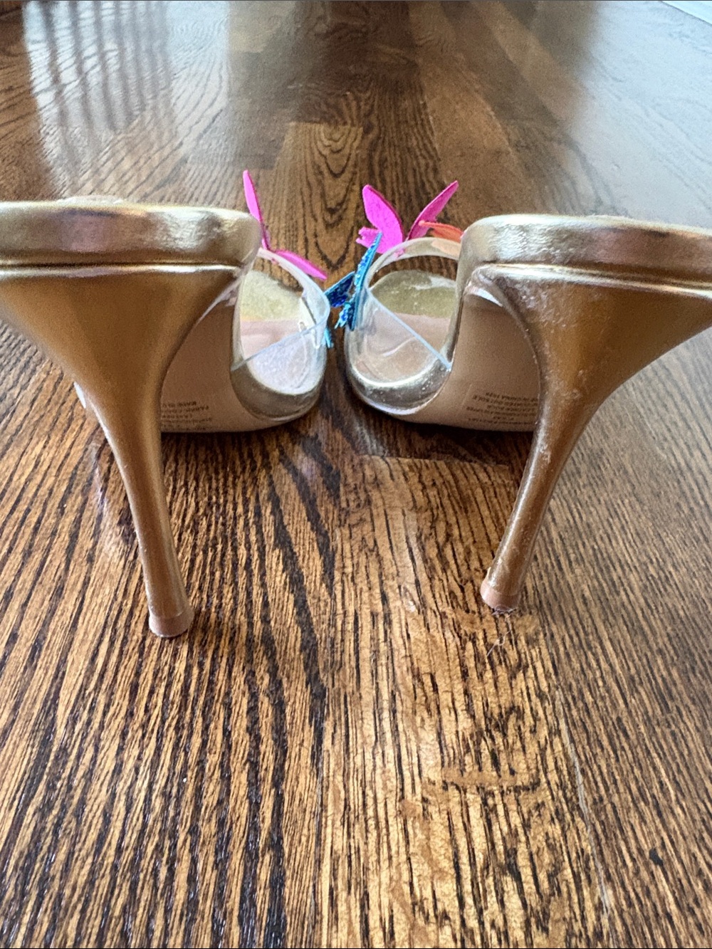 Steve Madden Multicolor Sequin Butterfly Clear Slide Heels - Picture 3 of 3